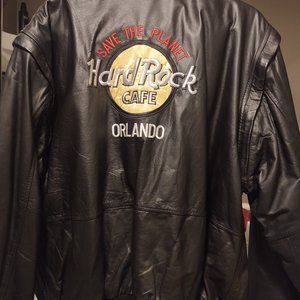 New Vintage Hard Rock Cafe Orlando Leather Jacket/Vest Save The Planet XL- 1990